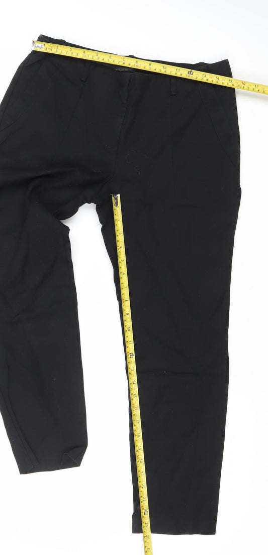 Zara Basic Women Black Slim Straight Leg Trousers Size 12