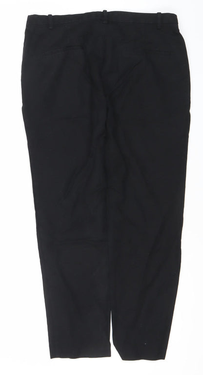 Zara Basic Women Black Slim Straight Leg Trousers Size 12