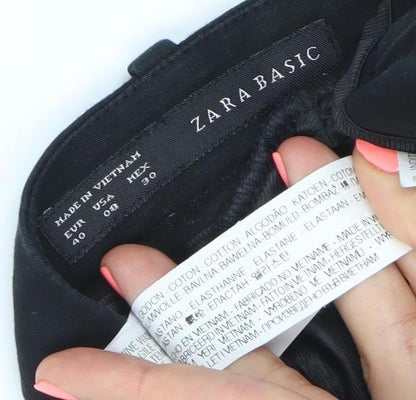 Zara Basic Women Black Slim Straight Leg Trousers Size 12