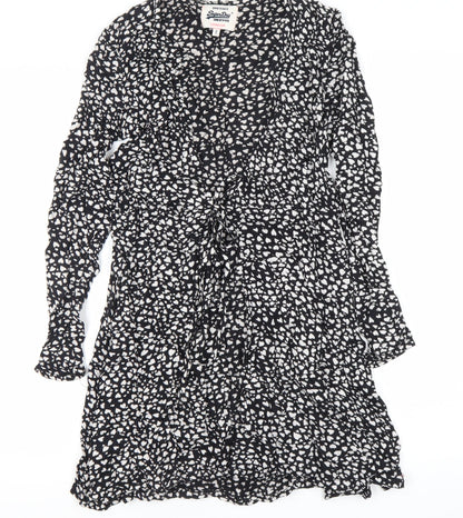 Superdry Women’s Black Wrap Dress XS Viscose Animal Print