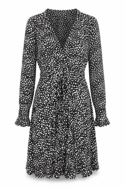 Superdry Women’s Black Wrap Dress XS Viscose Animal Print