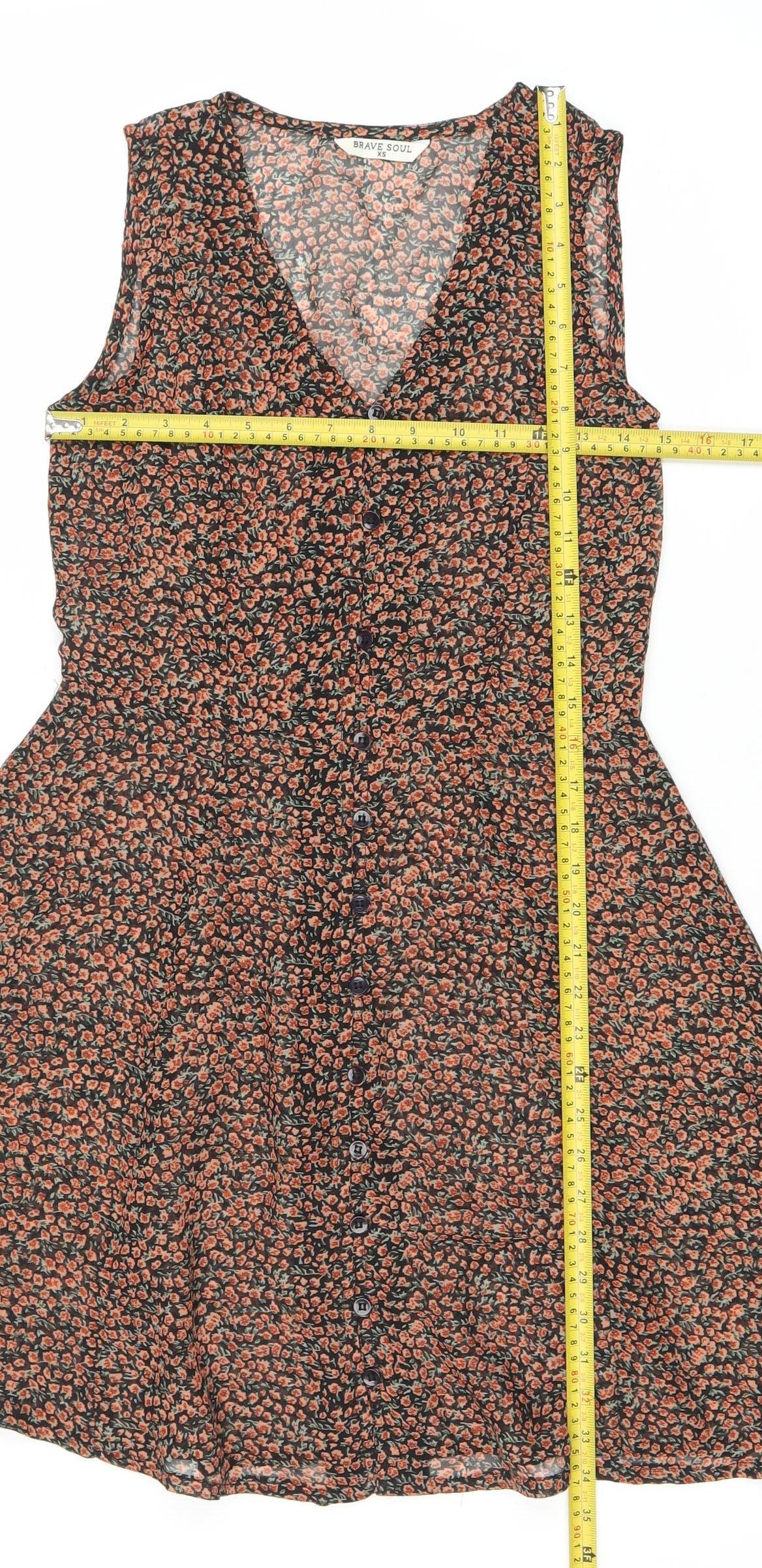 Brave Soul Womens Multicoloured XS A-Line Floral Midi Dress