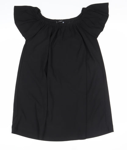 Mango Women’s Black Off Shoulder Shift Dress S Short Sleeve