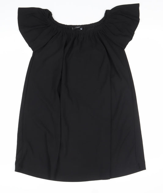 Mango Women’s Black Off Shoulder Shift Dress S Short Sleeve