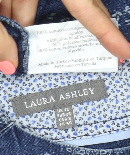 Laura Ashley Women’s Blue Floral Shift Dress Size 12 Boho Casual