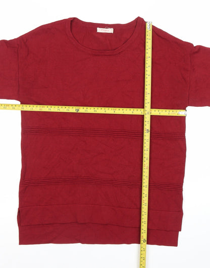 Finery Women Red Size 8 Short Sleeve Crew Neck Jersey Top