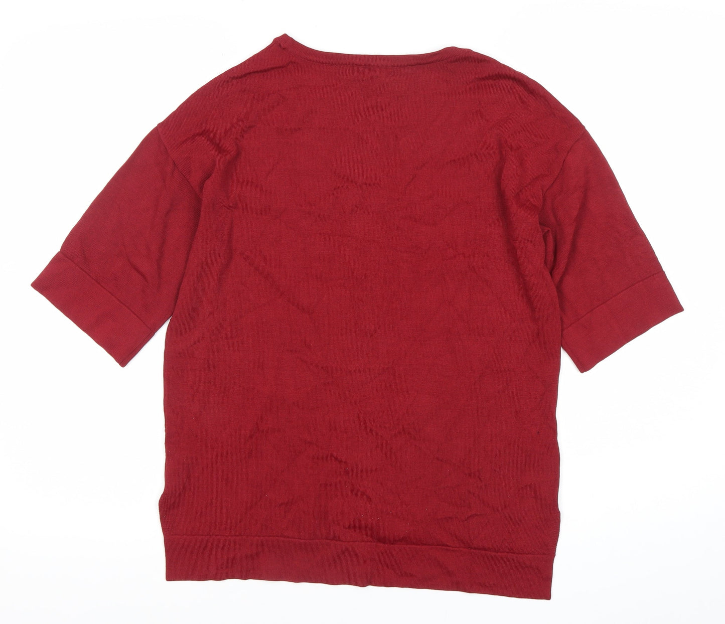 Finery Women Red Size 8 Short Sleeve Crew Neck Jersey Top