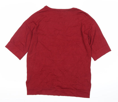 Finery Women Red Size 8 Short Sleeve Crew Neck Jersey Top