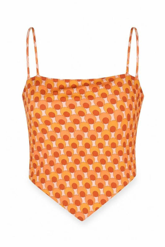 Threadbare Womens Orange Geometric Cami Top Size 8 Retro Zip Detail