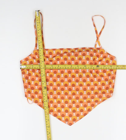 Threadbare Womens Orange Geometric Cami Top Size 8 Retro Zip Detail