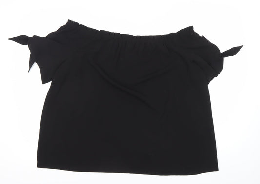 Dorothy Perkins Women Black Size 20 Off Shoulder Bow Sleeve Blouse