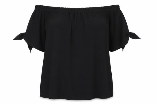 Dorothy Perkins Women Black Size 20 Off Shoulder Bow Sleeve Blouse