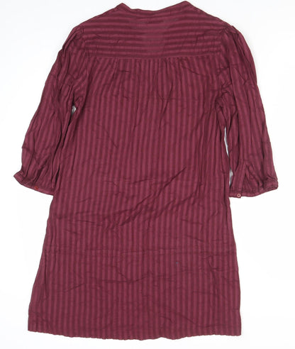 Atmosphere Womens Red Striped Shirt Dress Size 10 Cotton 3/4 Sleeve