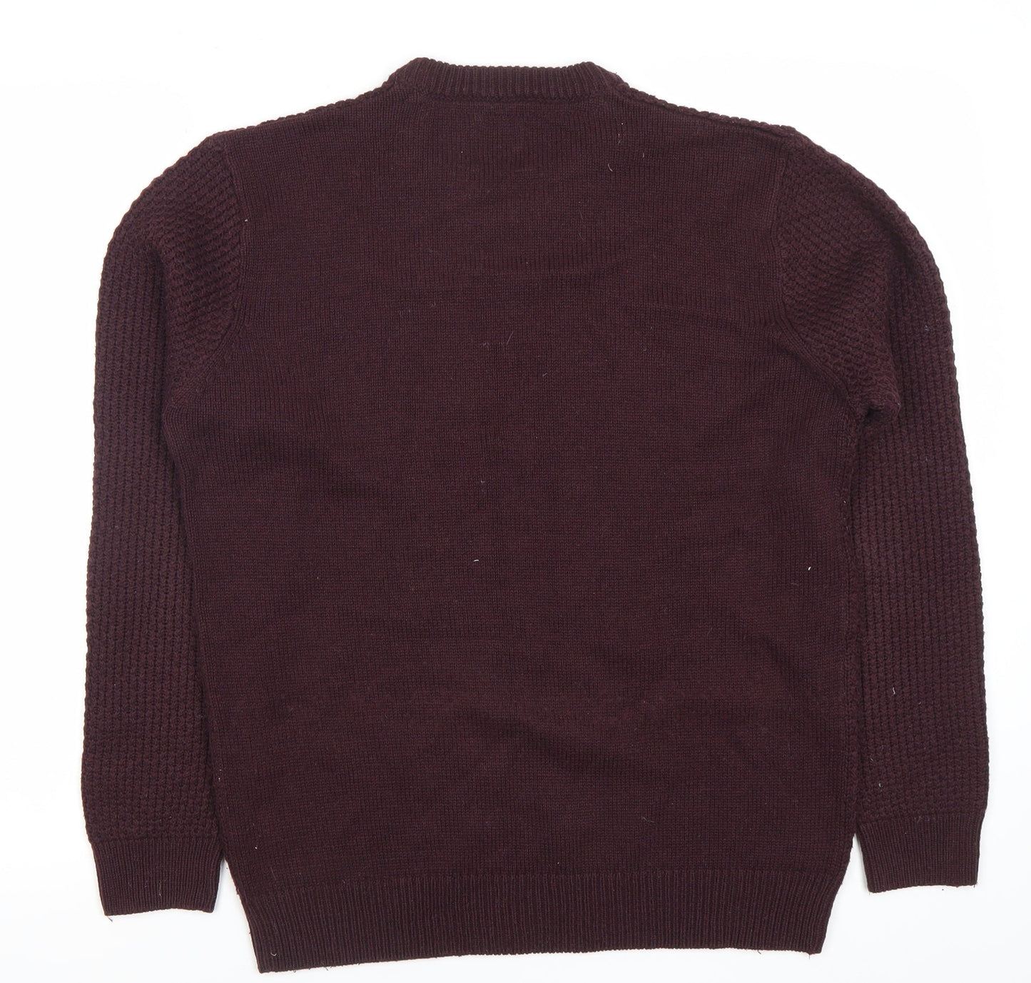 Burton Menswear Men’s Purple M Chunky Knit Crew Neck Jumper