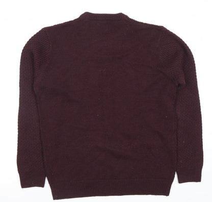 Burton Menswear Men’s Purple M Chunky Knit Crew Neck Jumper