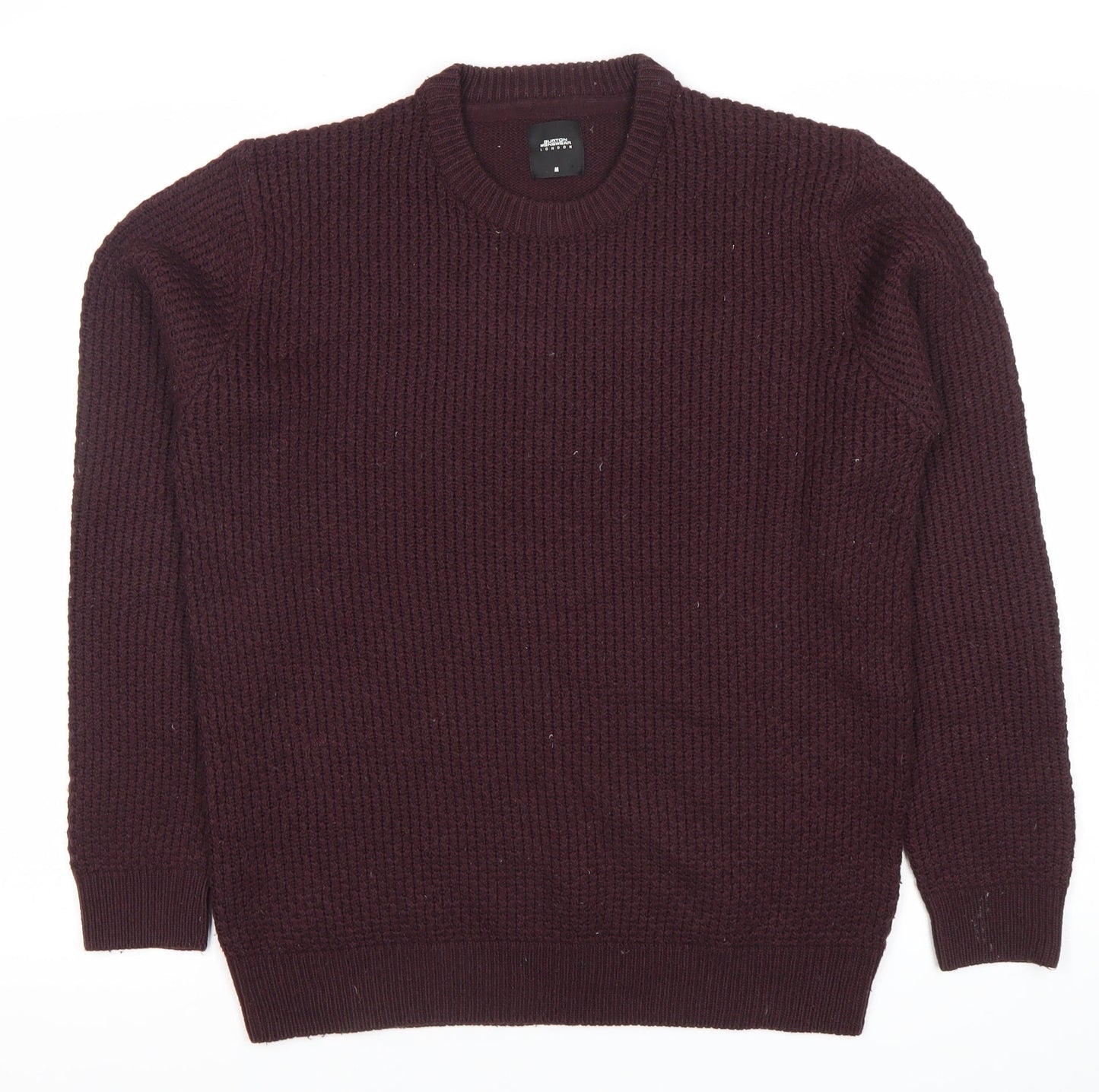 Burton Menswear Men’s Purple M Chunky Knit Crew Neck Jumper