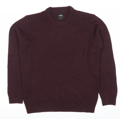 Burton Menswear Men’s Purple M Chunky Knit Crew Neck Jumper