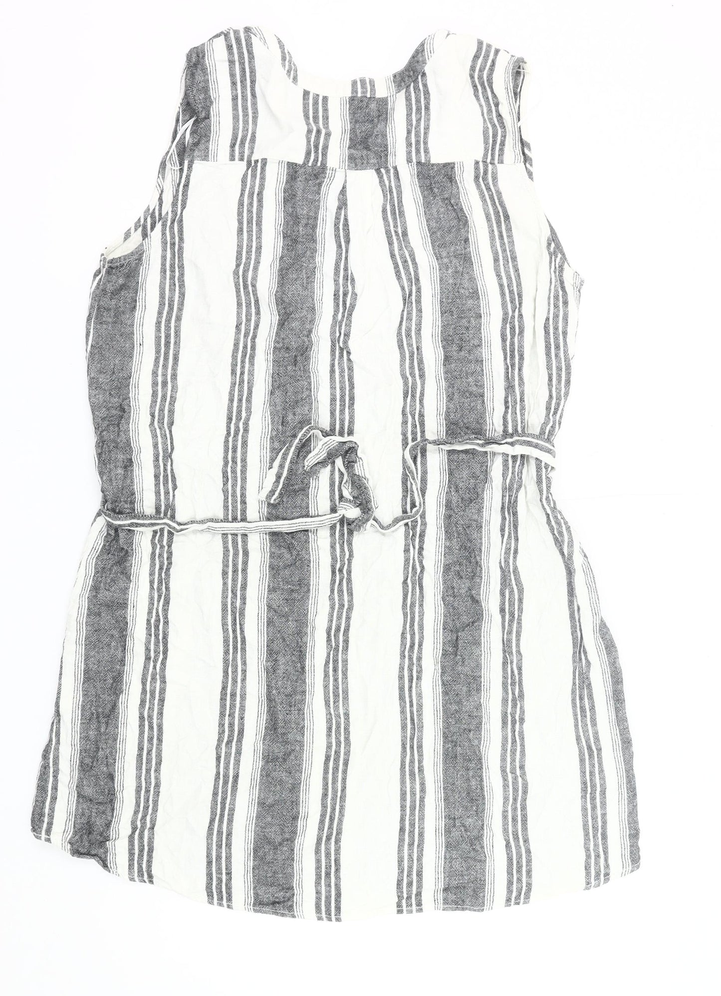 Peacocks Women’s Black White Striped Shift Dress Size 20 Linen Blend