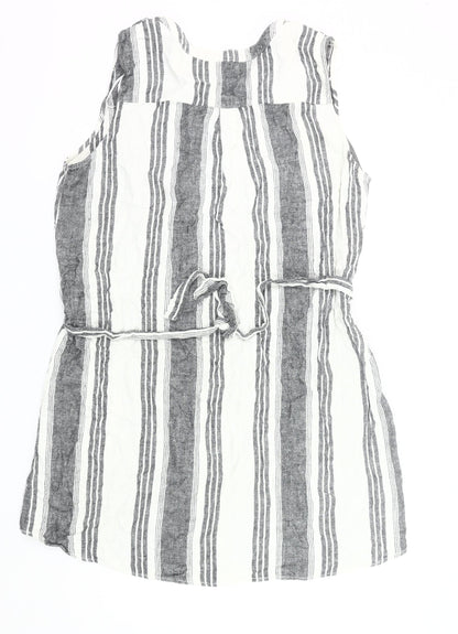 Peacocks Women’s Black White Striped Shift Dress Size 20 Linen Blend