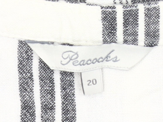 Peacocks Women’s Black White Striped Shift Dress Size 20 Linen Blend