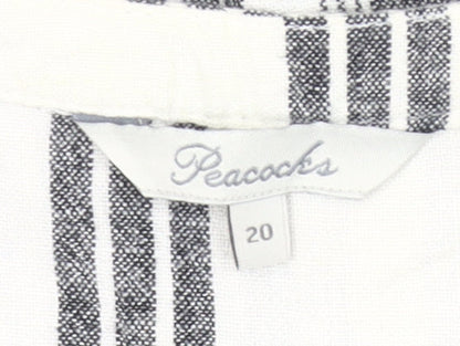 Peacocks Women’s Black White Striped Shift Dress Size 20 Linen Blend