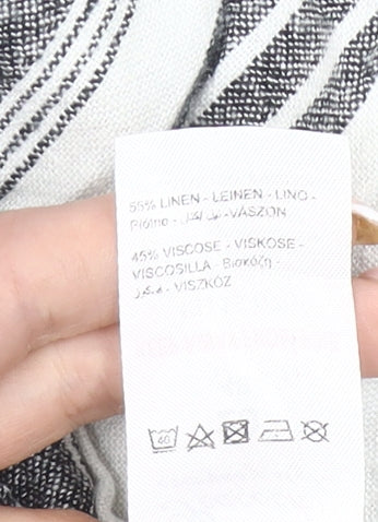 Peacocks Women’s Black White Striped Shift Dress Size 20 Linen Blend