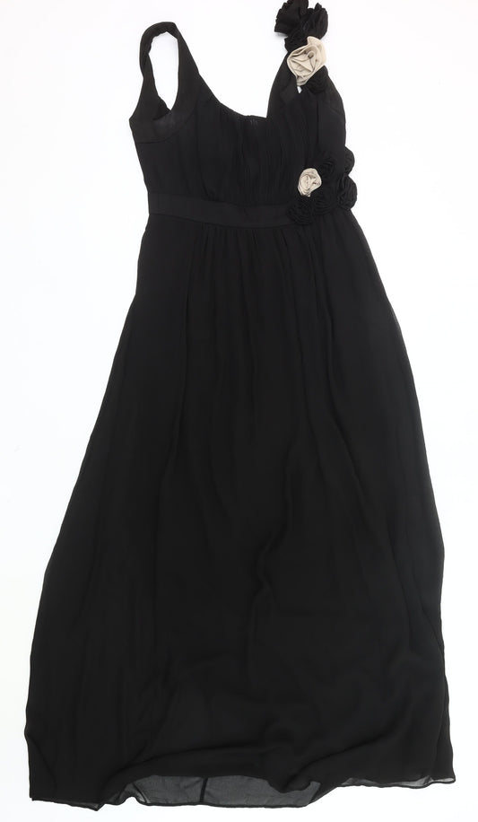 Next Womens Black Size 8 Maxi Scoop Neck Formal Evening Dress