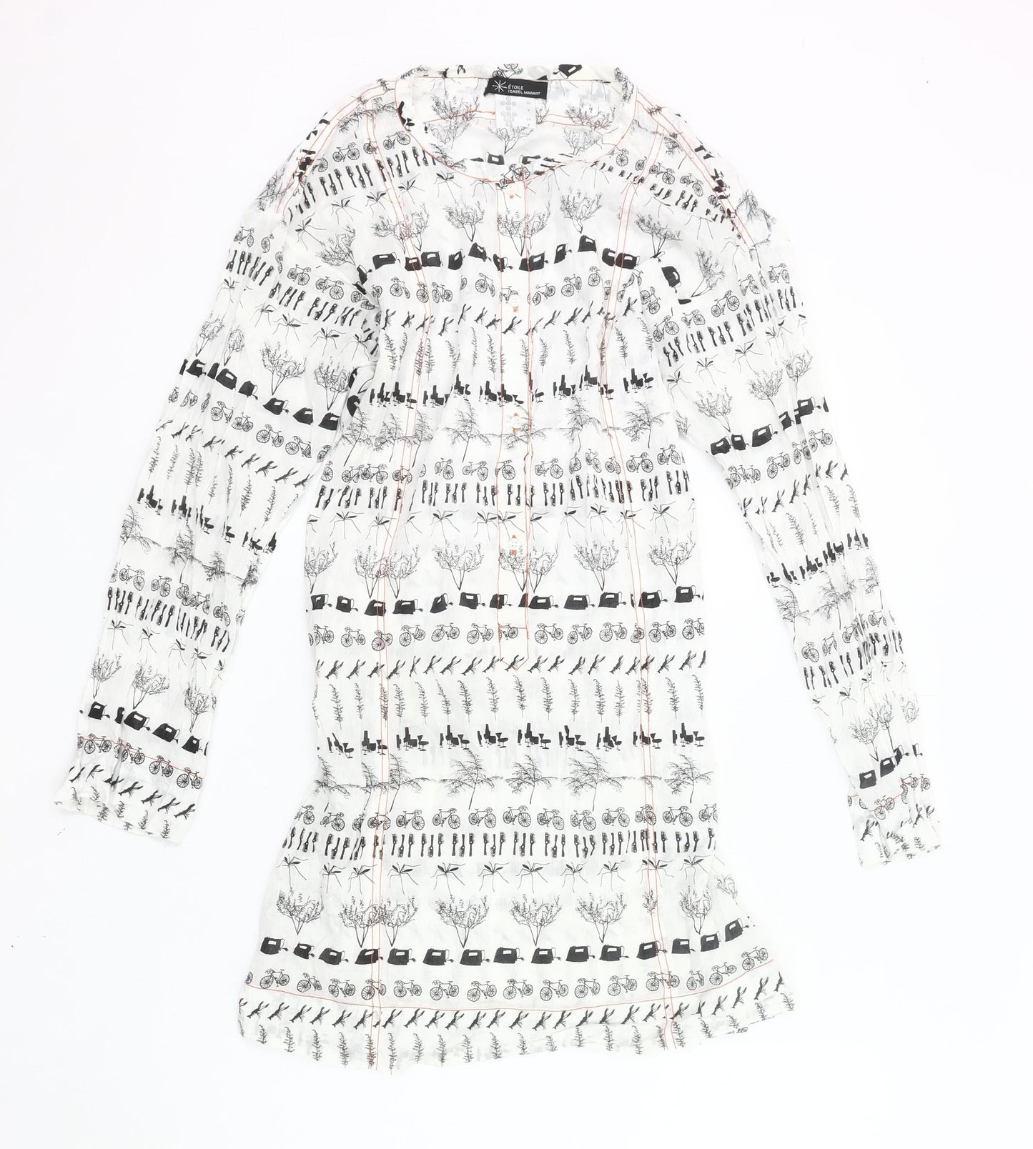 Étoile Isabel Marant Womens White Blouse UK 8 Tunic Long Sleeve