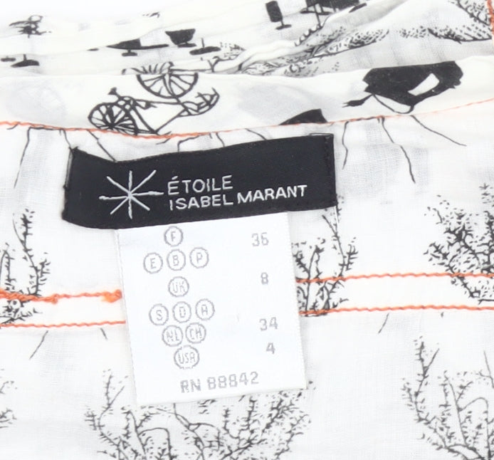 Étoile Isabel Marant Womens White Blouse UK 8 Tunic Long Sleeve
