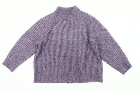 Tu Women’s Purple Chunky Knit Mock Neck Jumper Size 18