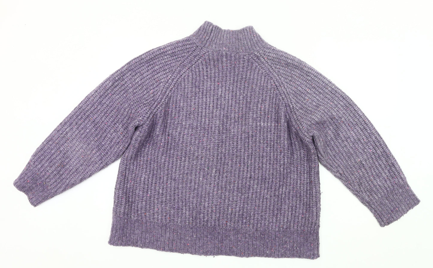 Tu Women’s Purple Chunky Knit Mock Neck Jumper Size 18