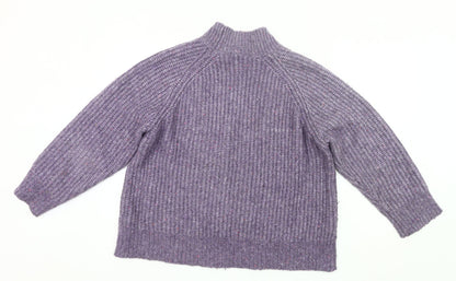 Tu Women’s Purple Chunky Knit Mock Neck Jumper Size 18