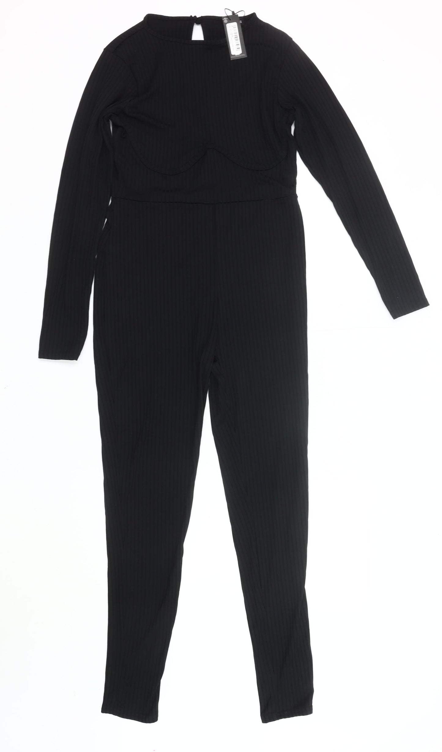 PrettyLittleThing Women’s Black Slim Fit Long Sleeve Jumpsuit UK 12