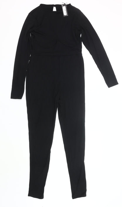 PrettyLittleThing Women’s Black Slim Fit Long Sleeve Jumpsuit UK 12