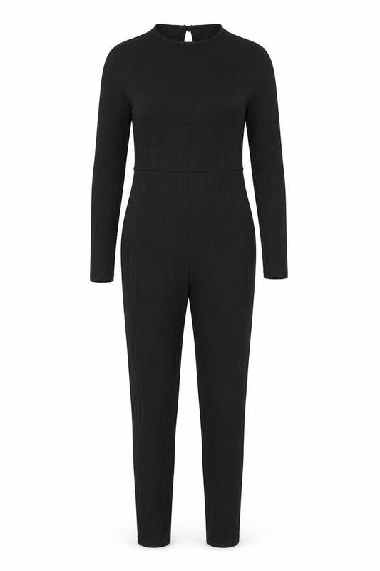PrettyLittleThing Women’s Black Slim Fit Long Sleeve Jumpsuit UK 12