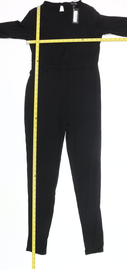 PrettyLittleThing Women’s Black Slim Fit Long Sleeve Jumpsuit UK 12
