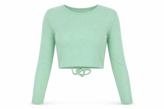 PrettyLittleThing Womens Green Crop Long Sleeve Slim Fit UK 6