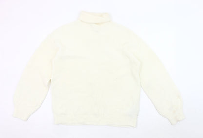 Vila Women White Roll Neck Knit Jumper L Long Sleeve Pullover