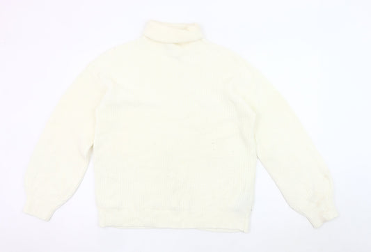 Vila Women White Roll Neck Knit Jumper L Long Sleeve Pullover