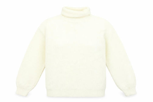 Vila Women White Roll Neck Knit Jumper L Long Sleeve Pullover