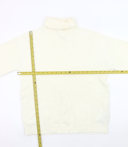 Vila Women White Roll Neck Knit Jumper L Long Sleeve Pullover