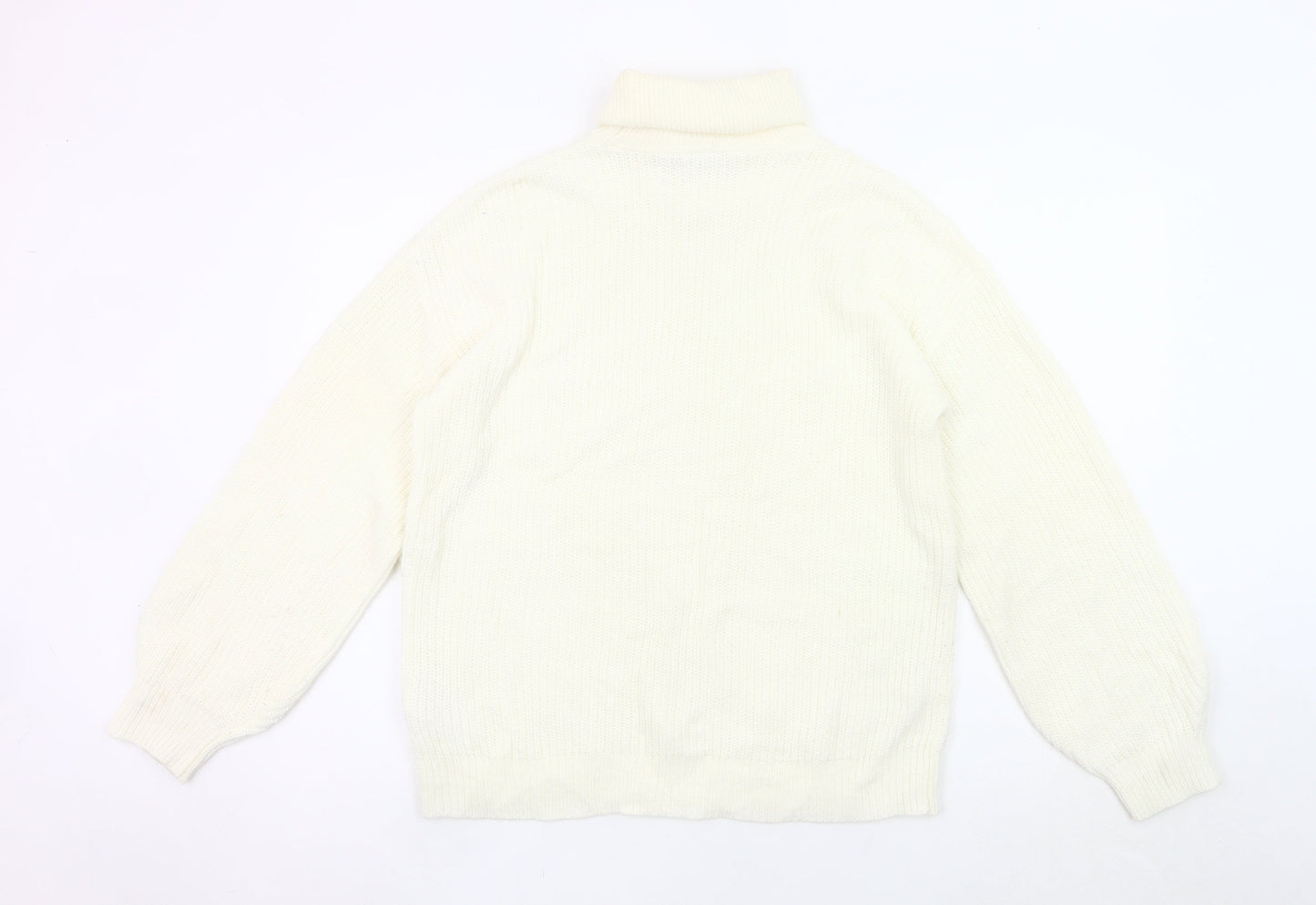 Vila Women White Roll Neck Knit Jumper L Long Sleeve Pullover