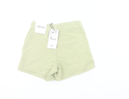Stradivarius Women’s Green Wrap Skort Shorts UK 6 Cotton Casual