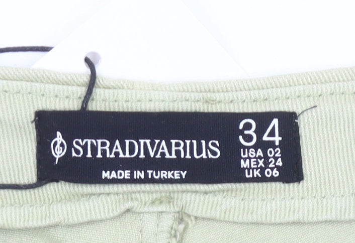 Stradivarius Women’s Green Wrap Skort Shorts UK 6 Cotton Casual