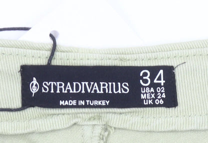 Stradivarius Women’s Green Wrap Skort Shorts UK 6 Cotton Casual