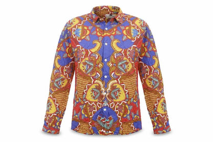 Topman Men's Multicoloured Retro Cotton Long Sleeve Shirt S