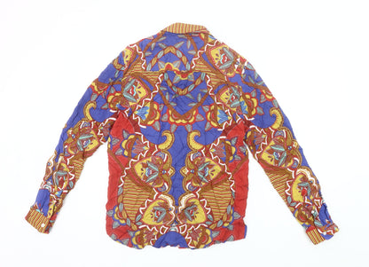 Topman Men's Multicoloured Retro Cotton Long Sleeve Shirt S