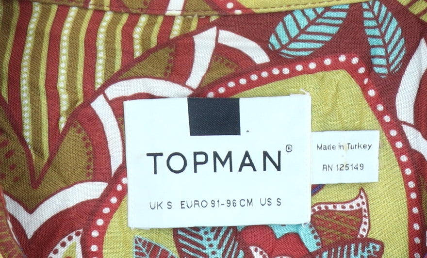 Topman Men's Multicoloured Retro Cotton Long Sleeve Shirt S