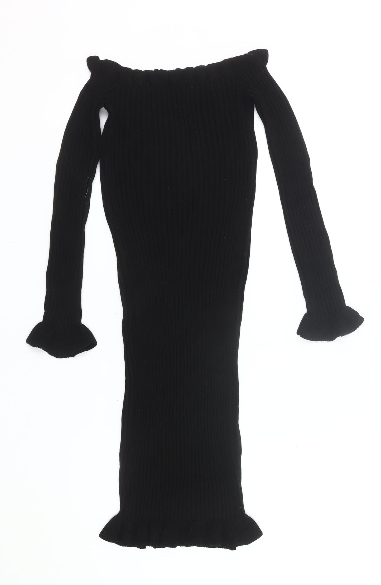 Boohoo Women’s Black Off Shoulder Bodycon Midi Dress Size S