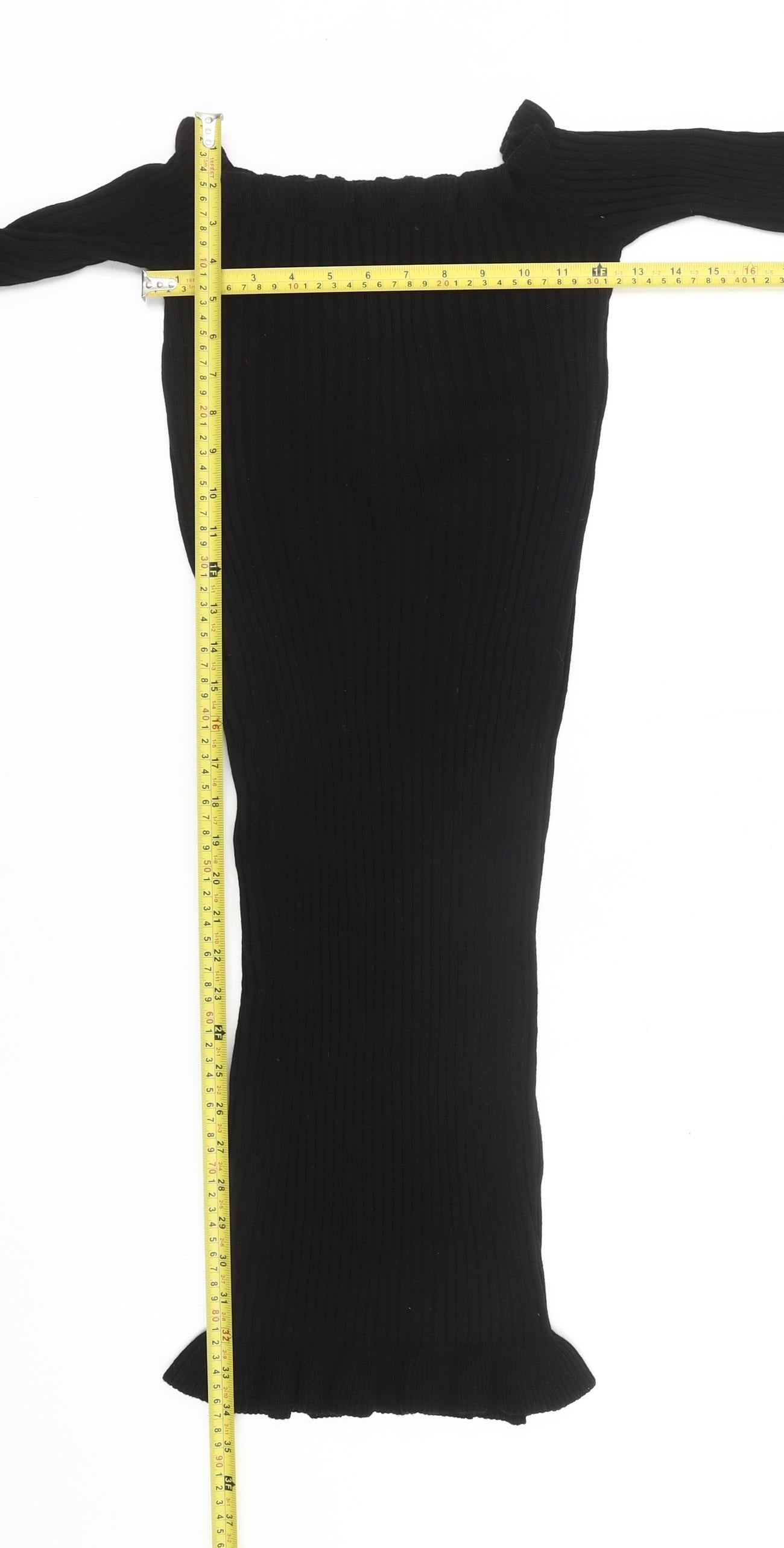 Boohoo Women’s Black Off Shoulder Bodycon Midi Dress Size S